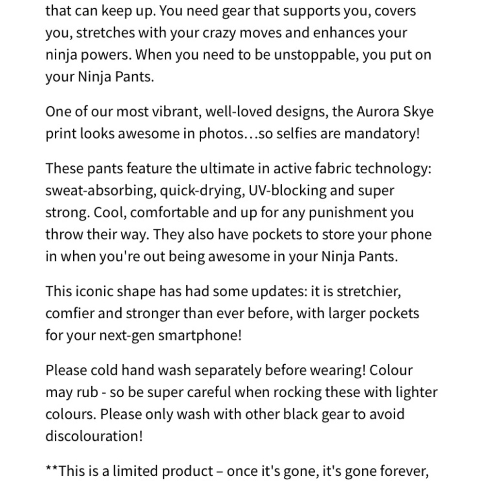 BlackMilk Aurora Skye Ninja Athletic Pants S - Picture 10 of 10